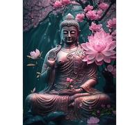RICUVED Diamond Painting Kits for Adulits,5D Buddha Diamond Art Kits Full Drill Flower Diamond Painting Kits Diamond Art Kits for Beginners Crystal Picture for Home Decor 11.8x15.7 Inch