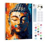 RICUVED DIY Buddha Paint by Numbers for Adults Kids-Buddha Canvas Oil Painting Kit for Adults,Craft Art Painting with Wooden Frame Kit Acrylic Pigment Drawing Paintwork for Gift Home 20x30cm