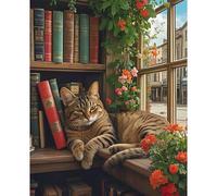 RICUVED DIY Cat Paint by Numbers for Adults, Flower Adult Paint by Number Kits on Canvas Painting Brushes Acrylic Pigment Drawing Paintwork 16x20 in Without Frame