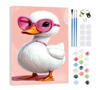 RICUVED DIY Cute Duck Paint by Numbers for Adults Kids-Animals Canvas Oil Painting Kits,Craft Art Painting with Wooden Frame Kit Acrylic Pigment Drawing Paintwork for Gift Home 20x30cm