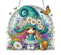 RICUVED DIY Elf Hanging Diamond Painting Kits for Adults, 5D Flower Diamond Art Pendant Ornament Kits- Diamond Painting Hanging Crystal Rhinestone Art Ornament Kits for Decor Gifts