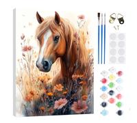 RICUVED DIY Horse Paint by Numbers Kit for Adults-Animal Paint by Numbers Oil Painting with Wooden Frame,Easy to Paint Kits with Brushes Acrylic Pigment Drawing Paintwork for Decor Gift 30x40 cm