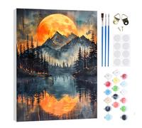 RICUVED DIY Mountain Paint by Numbers Kit for Adults Beginners -Sun Complete Acrylic Painting Set with Pre-Printed Canvas with Wooden Frame 30x40cm, Brushes and Pigments - Home Decoration Gift