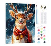 RICUVED DIY Reindeer Paint by Numbers Kit for Adults Beginners -Animal Complete Acrylic Painting Set with Pre-Printed Canvas with Wooden Frame 30x40cm, Brushes and Pigments - Home Decoration Gift