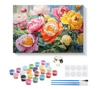RICUVED DIY Roses Paint by Numbers Set with Frame for Adults 20x30cm | Flowers Paint by number canvas with a wooden frame provides a stable and firm surface while painting.