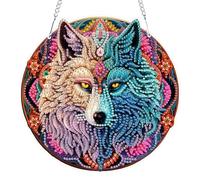 RICUVED DIY Wolves Hanging Diamond Painting Kits for Adults, 5D Animal Diamond Art Pendant Ornament Kits- Diamond Painting Hanging Crystal Rhinestone Art Ornament Kits for Decor Gifts