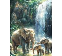 RICUVED Elephant Diamond Art Kits,5D Animal Diamond Painting Kits for Adults,Full Drill Diamond Painting Kits for Beginners Crystal Picture Art for Home Decor 11.8x15.7 Inch