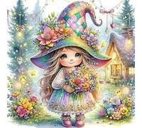 RICUVED Elf Diamond Art Kits,5D Flower Diamond Painting Kits for Adults,Full Drill Diamond Painting Kits for Beginners Crystal Picture Art for Home Decor 11.8x11.8 Inch