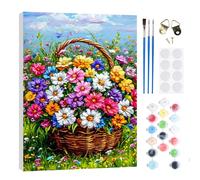 RICUVED Flower Basket Paint by Numbers Kits Adults, Flower Painting by Number Kits On Canvas,Framed DIY Color Oil Painting Acrylic Paints,Home Wall Decor 20x30cm