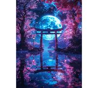 RICUVED Flower Diamond Art Kits, 5D Moon Diamond Painting Kits for Adults Full Drill Landscape Diamond Painting Kits for Beginners Crystal Picture Art for Home Decor 11.8x15.7 Inch