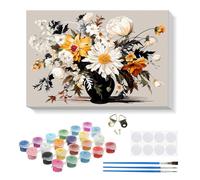 RICUVED Flowers Vase Paint by Numbers Kit with Frame for Adults Children-DIY Acrylic Painting by Number Canvas Set with Brushes and Pre-Printed Numbered Canvas - Creative Wall Art Gift 20x30 cm