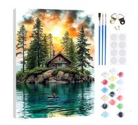 RICUVED Forest Paint by Numbers for Adults Kids-Landscape DIY Paint by Numbers Kits with Wooden Framed,Easy Oil Painting Acrylic Pigment Drawing Paintwork Canvas 20x30 cm Home Decor