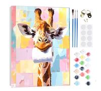 RICUVED Giraffe Paint by Numbers Kits for Adults Kids,Animals Painting Kits for Beginners On Clear Symbols Canvas with Wooden Framed, Easy DIY Acrylic Pigment Drawing Paintwork 20x30cm