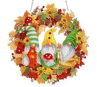 RICUVED Gnome Hanging Diamond Art Painting Pendant Kits, DIY Autumn Diamond Painting Hanging Kits for Adults Kids,5D Special Shaped Diamond Painting Hanging Crystal Art Ornament for Wall Decor