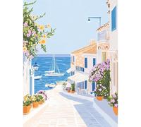 RICUVED Landscape Diamond Art Kits,5D Santorini Diamond Painting Kits for Adults,Full Drill Diamond Painting Kits for Beginners Crystal Picture Art for Home Decor 11.8x15.7 Inch