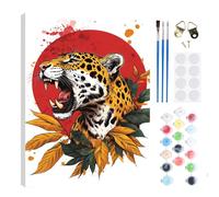RICUVED Leopards Paint by Numbers Kits for Adults Kids,Animal Painting Kits for Beginners On Clear Symbols Canvas with Wooden Framed, Easy DIY Acrylic Pigment Drawing Paintwork 20x30cm