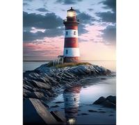 RICUVED Lighthouse Diamond Painting Kits, 5D Landscape Diamond Art Painting Kits for Adults Full Drill Diamond Painting Kits for Beginners Crystal Art for Home 11.8x15.7 in