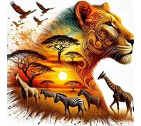 RICUVED Lion Diamond Painting Kits, 5D Animal Diamond Art Painting Kits for Adults Full Drill Diamond Painting Kits for Beginners Crystal Picture Art for Home 11.8x11.8 in
