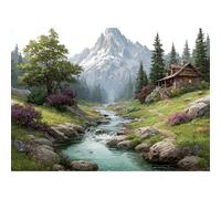 RICUVED Mountain Valley Stream 5D Diamond Painting Kit for Adults 30x40cm | Full Drill Diamond Art Kit with Sparkling Round Diamonds, DIY Craft Hobby for Relaxation, Home Decoration Gift