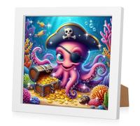RICUVED Octopus Diamond Art Kits for Kids, Round Full Diamnd Painting Animal Kits with Frame Gem Art Crafts Kits, Easy Diamond Painting Crystal Art Kits for Girls Beginner 7x7 in