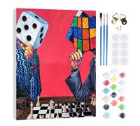 RICUVED Paint by Numbers Fantasy Kit with Frame for Adults 20x30cm | DIY Chess paint by numbers kit with a pre-printed canvas and numbered areas for easy colour matching.