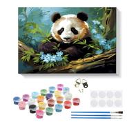 RICUVED Panda Paint by Numbers Kits Kids Adults, Painting by Number Kits On Canvas,Animal Framed DIY Color Oil Painting Acrylic Paints,Home Wall Decor 20x30cm