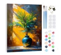 RICUVED Plants Painting by Number Kits for Adult Children, DIY Landscapes Canvas Oil Painting Kit for Kids or Beginner with Paint Brushes Acrylic Pigment Drawing Paintwork with Wooden Frame 20x30cm