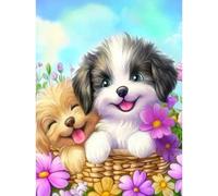 RICUVED Puppy Diamond Art Kits,5D Diamond Painting Kits for Adults,Full Drill Animal Diamond Painting Kits for Beginners Crystal Picture Art for Home Decor 11.8x15.7 Inch