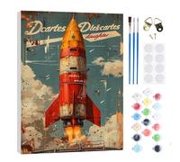 RICUVED Rocket Paint by Numbers Kit for Adults-Rocket Paint by Numbers DIY Oil Acrylic Painting Canvas 20x30 cm with Wooden Framed, Easy Art Set for Adults Kids, Perfect for Decor Gift
