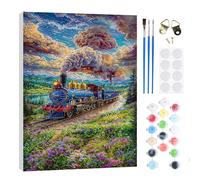 RICUVED Seaside Village Paint by Numbers Kit with Frame for Adults 20x30cm | Paint by number canvas with a wooden frame provides a stable and firm surface while painting.