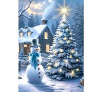 RICUVED Snowman Diamond Painting Kit, 5D Full Drill Round Christmas Tree Crystal Art for Adults, Winter Picture Home Decor 30x40cm