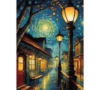 RICUVED Starry Sky Diamond Painting Kits,5D Street Diamond Art Painting Kits for Adults Full Drill Crystal Picture Art Kits for Beginners for Home 11.8x11.8 in