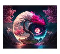 RICUVED Tree Diamond Painting Kits, 5D Yin Yang Diamond Art Kits for Adults Round Full Drill Landscape Diamond Painting Kits Diamond Art Picture Crystal for Home Decor 30x40cm
