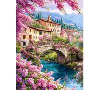 RICUVED Village Diamond Painting Kits for Adults, 5D Landscape Diamond Art Kits Round Full Drill Diamond Painting Kits Picture Crystal Art for Home Decor 30x40cm