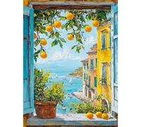 RICUVED Windows Diamond Painting Kits for Adults, 5D Landscapes Diamond Art Kits for Beginner, DIY Full Drill Diamond Dots Gem Art for Home Wall Decor 12x16 Inch