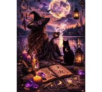 RICUVED Witch Diamond Art Kits,5D Fantasy Diamond Painting Kits for Adults,Full Drill Diamond Painting Kits for Beginners Crystal Picture Art for Home Decor 11.8x15.7 Inch