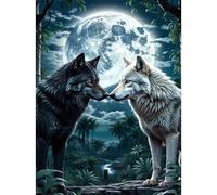 RICUVED Wolves Diamond Art Kits for Adults,5D Moon Diamond Painting Kits Round Full Drill Animal Diamond Painting Kits Diamond Art Picture Crystal for Home Decor 30x40cm
