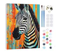 RICUVED Zebra Paint by Numbers with Wooden Framed - DIY Oil Painting Kit for Adults Kids,Animal Paint by Numbers Oil Acrylic Painting Canvas Kits for Home Decor Gift 20x30 cm