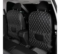 RICVIL 2Pcs Car Seat Back Anti Kick Mat Leather for Nissan 370Z 2008-2020 2021 2022 2023 2024 2025 Z34, Scratchproof Resistance Durable Back Seat Kick Pad for Kids Child, B-Beige+Black-2pcs