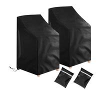 Ricyea 2Pcs Garden Stacking Chair Cover Waterproof 210D Oxford Fabric Garden Furniture Covers, Stackable Outdoor Chairs Covers for Patio, 64x64x70/120cm