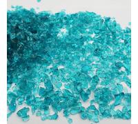 Ricytnig 0.9LB Cyan Crushed Glass Chips, Irregular Crushed Sand Broken Crystal Chips for Epoxy Resin Art Mold Phone Case Jewelry Making - 3-6mm