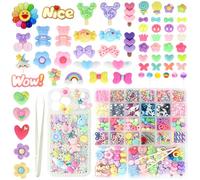 RidaaFri 3000pcs Junk Case Charms Kit, DIY Phone Case & Nail Decor Candy | 3D Big Charms with Kawaii Bows Flowers Butterfly Hearts Bears Letter Flatback Rhinestones for Aesthetic Personalization Craft