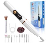 RidaaFri Cordless Electric Nail Drill with LED Display, 11-in-1 Rechargeable Nail File Kit, 5-Speed Professional Efile with Drill Bits & Sanding Bands for Acrylic Gel Nails, White