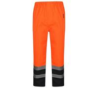 RIDDLED WITH STYLE Adults High Visibility Cotton Fleece Trousers Reflective Tape Cotton Pants Mens Work Wear Hi Vis Trousers Waterproof Pants (Waterproof Trousers Orange/Navy 2X-Large)