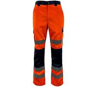 RIDDLED WITH STYLE Adults High Visibility Two Tone Cotton Trousers Reflective Tape Cotton Pants Mens Work Wear Hi Vis Hi Viz Trousers Summer Wear Utility Work Waterproof Pants (Orange/Navy 2X-Large)