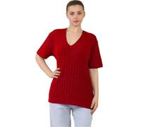 RIDDLED WITH STYLE Ladies All Over Cable Knitted Jumper Women Short Sleeve Knitted V Neck Sweater Classic Shirt Pullover Knit Warm Jumper Sweater Casual Wear Winter Warm Top Plus Sizes UK 8-22