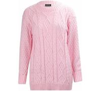 RIDDLED WITH STYLE Ladies Crew Neck Chunky Knit Cable Jumper Knitwear Warm Sweatshirt Womens Winter Wear Plain Sweater Casual Formal Wear Pullover Jumper Top Baby Pink UK 16-18