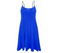 RIDDLED WITH STYLE Ladies Flared Cami Swing Dress Sleeveless Strappy Neck Plain and Printed Camisole Top Strappy Swing Dress Casual Summer Beach Cami Dress Royal Blue