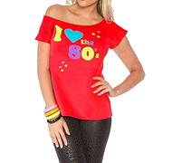 RIDDLED WITH STYLE Ladies I Love The 80s Print T-Shirt Top Womens Slogan Cap Sleeve Slash Neck I Love 90s Slogan Slash Neck T-Shirt Pop Star Top Fancy Lightweight Tee Top UK 8-26