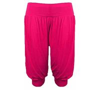 RIDDLED WITH STYLE Womens Short Length ¾ Harem Trouser Cuff Pants Plus Size Lounge Trousers Ladies Slim Fit Alibaba Casual Leggings Summer Wear Egyptian Arabic Belly Dance Pants Cerise UK 24-26